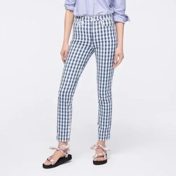 J. Crew 10" Vintage Straight Jeans in Blue & White Gingham - Size 26 - Picture 1 of 6